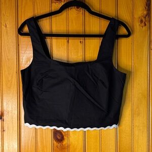 CeCe Black Crop Top with White Trim